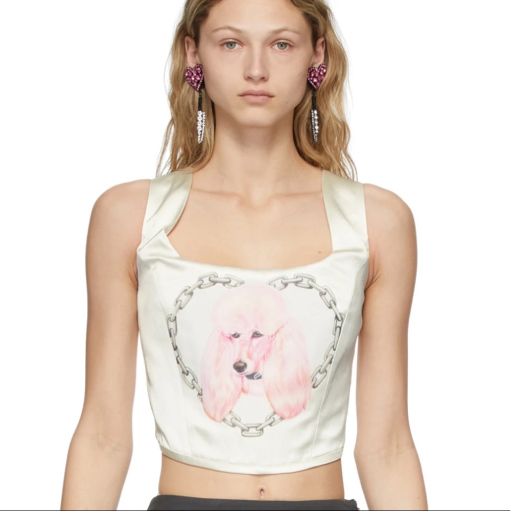 ASHLEY WILLIAMS Off-White Animal Poodle Corset